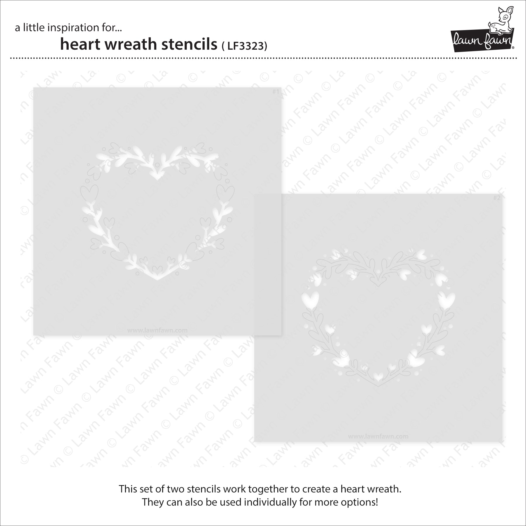 Lawn Fawn - Heart wreath - 2 Layer Schablonen Set