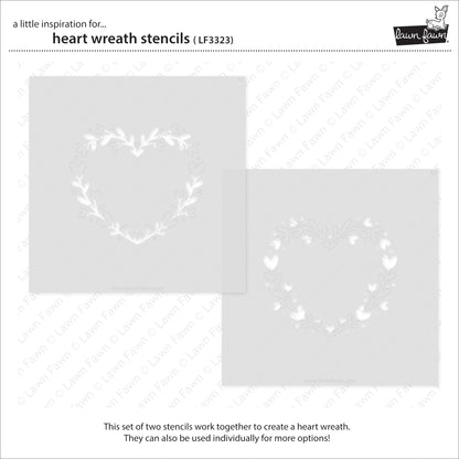 Lawn Fawn - Heart wreath - 2 Layer Schablonen Set
