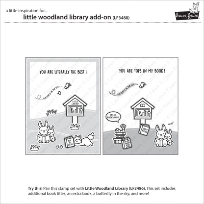 Lawn Fawn - Little Woodland Library Add-On - 2x3 Stempel
