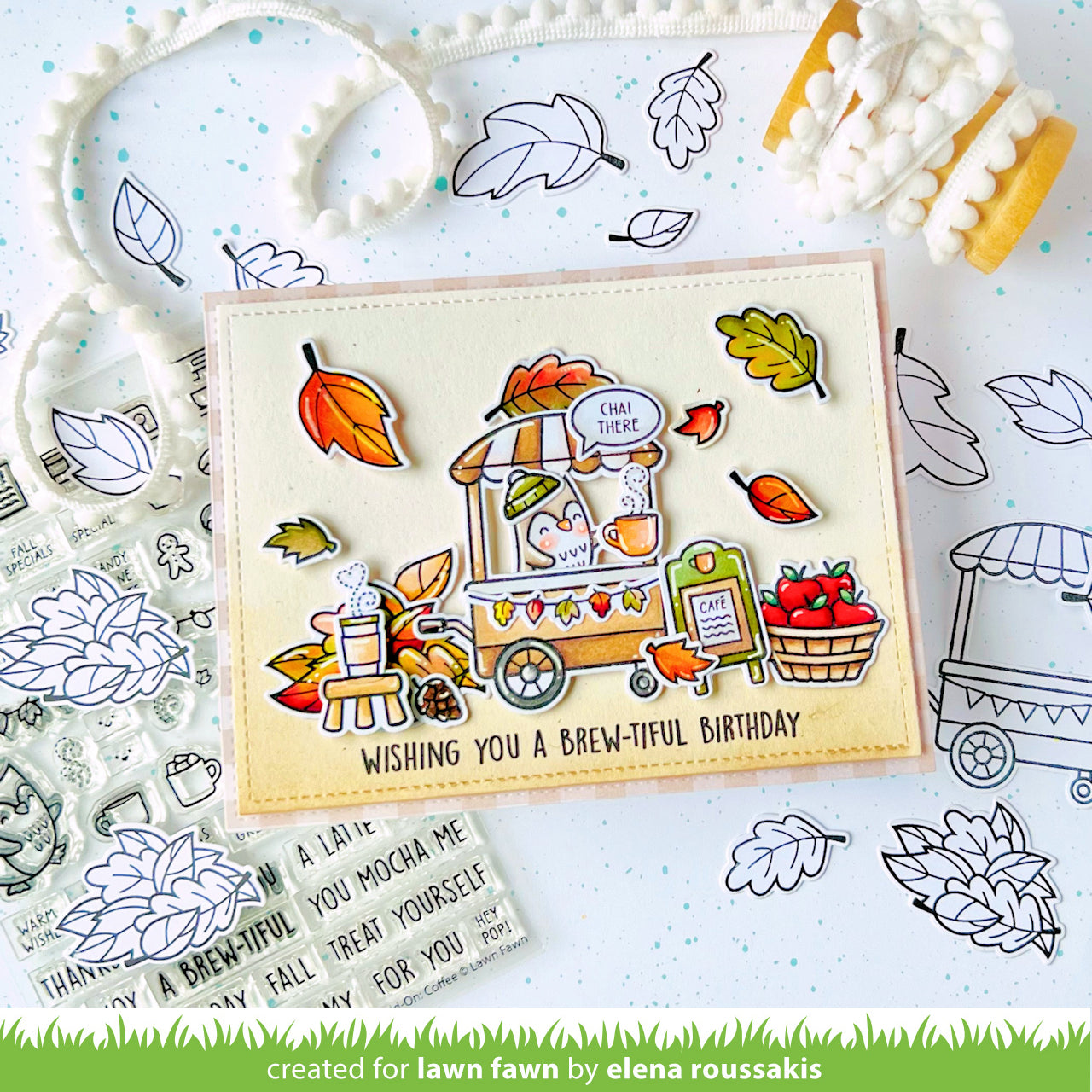 Lawn Fawn Treat Cart Add-On: Coffee 4x6 Stempel