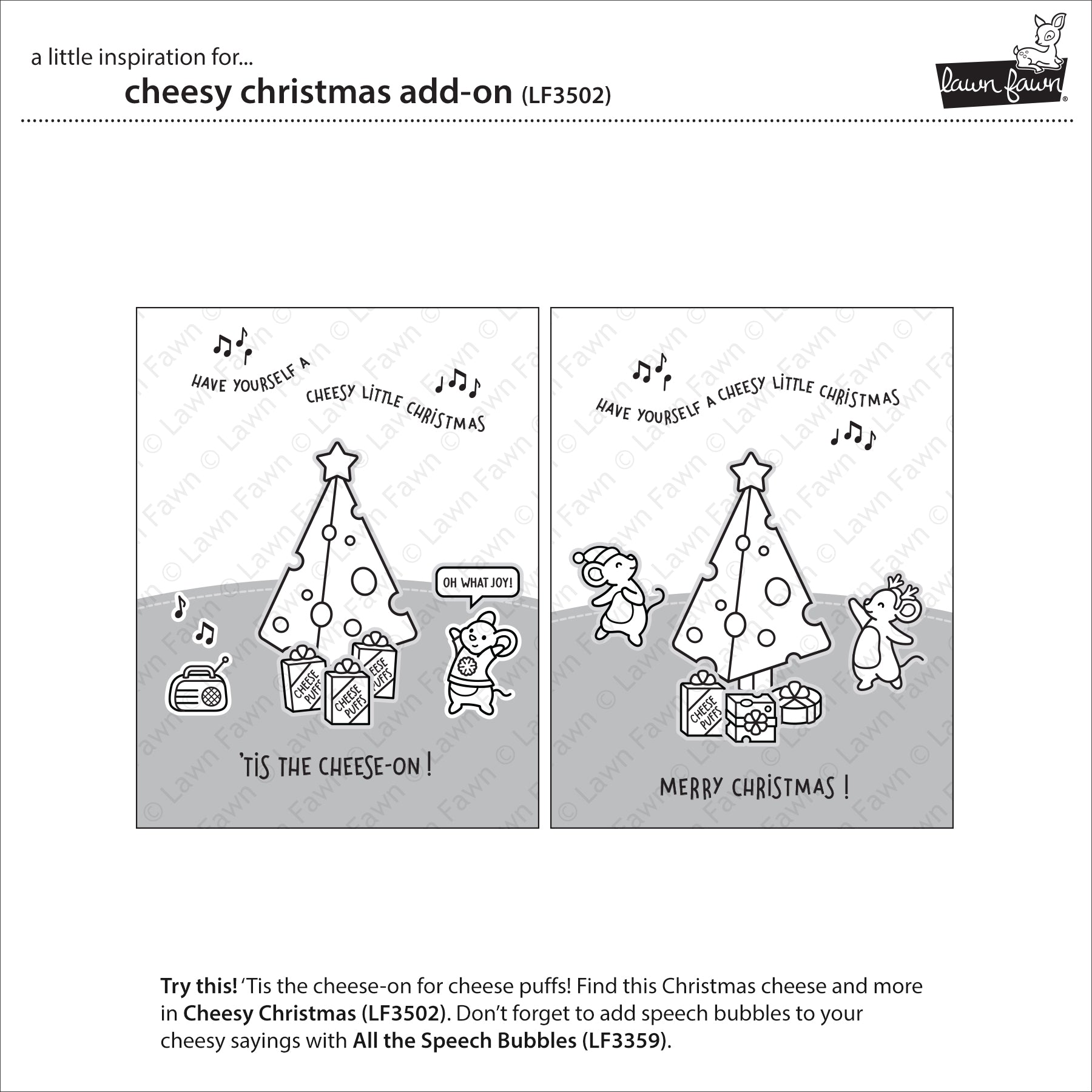 Lawn Fawn - Cheesy Christmas Add-On - 2x3 Stempel