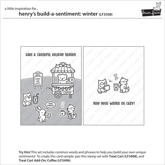 Lawn Fawn Henry's Build-A-Sentiment: Winter Stempel 4x6