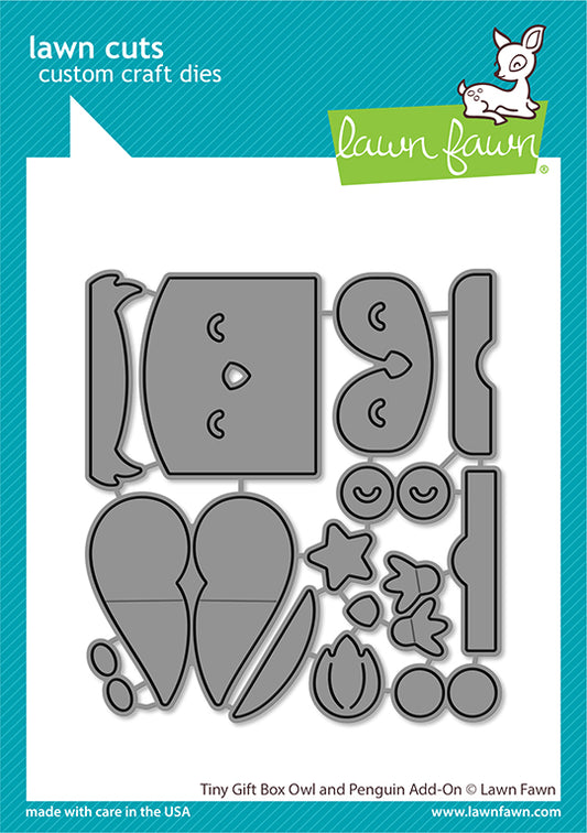 Lawn Fawn Tiny Gift Box Owl And Penguin Add-On Stand Alone Stanzen