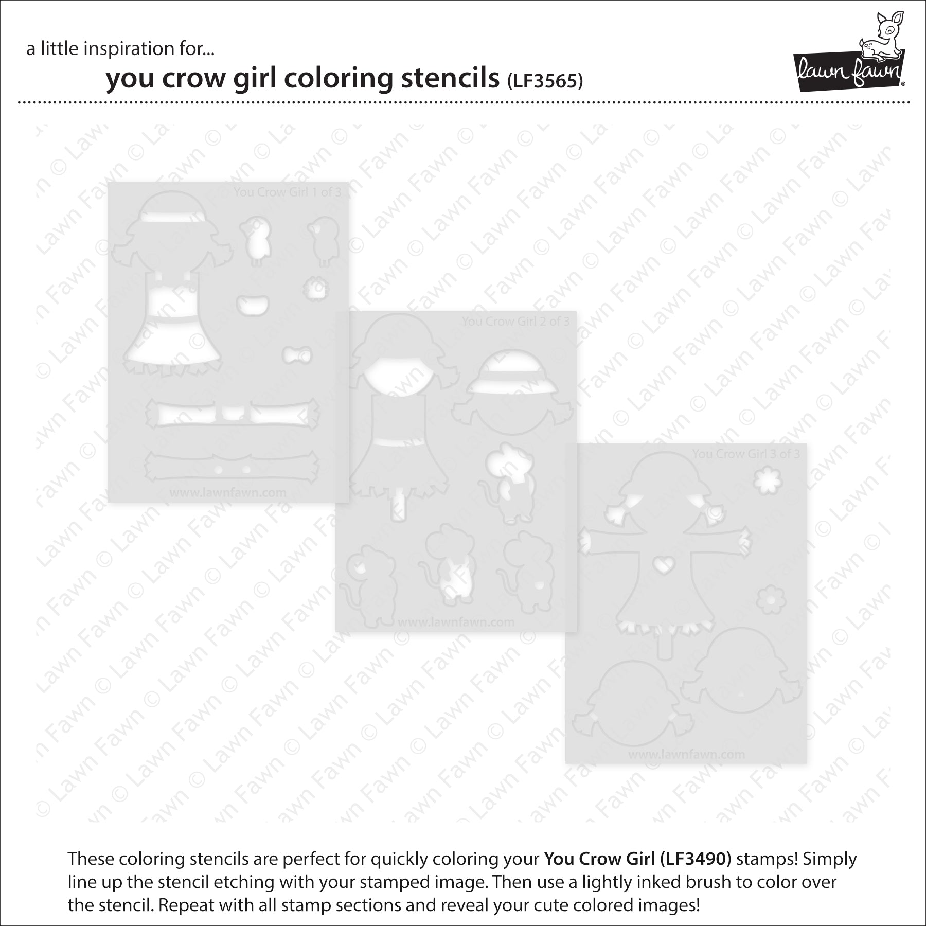 Lawn Fawn - You Crow Girl - Coloring Stencils