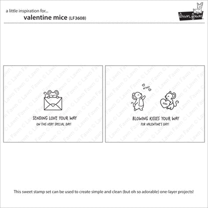 Lawn Fawn Valentine mice Clear Stamp Set 3x4 Valentinsmäuse