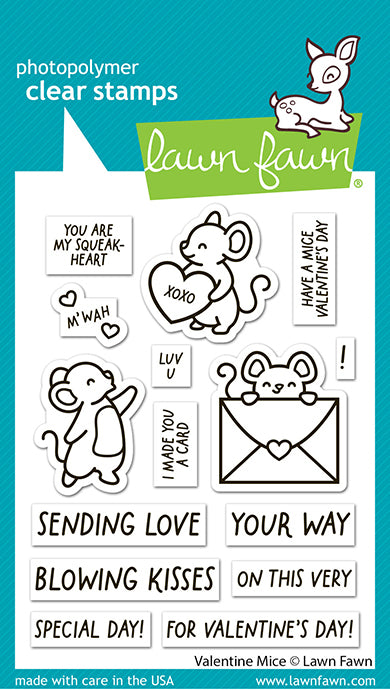 Lawn Fawn Valentine mice Clear Stamp Set 3x4 Valentinsmäuse