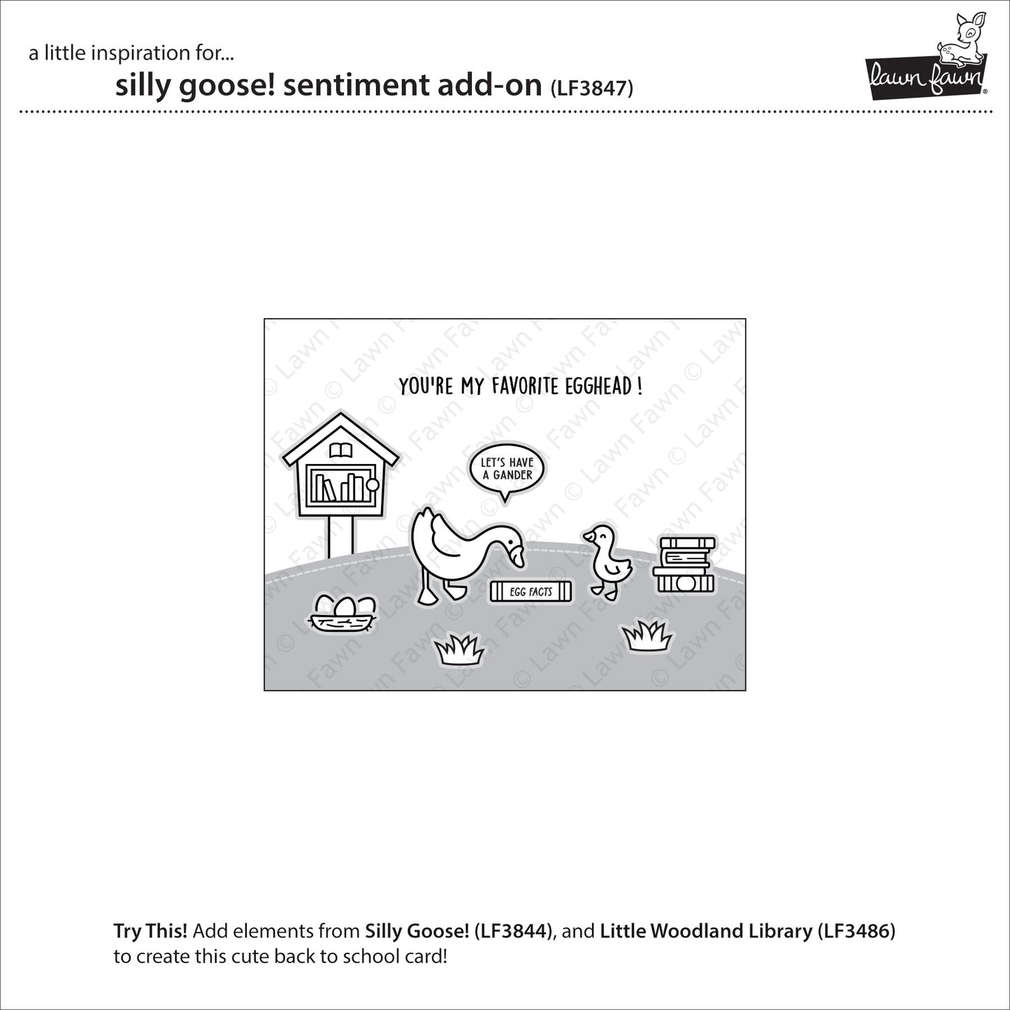 Lawn Fawn silly goose! sentiment add-on