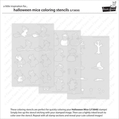 Lawn Fawn halloween mice coloring stencils
