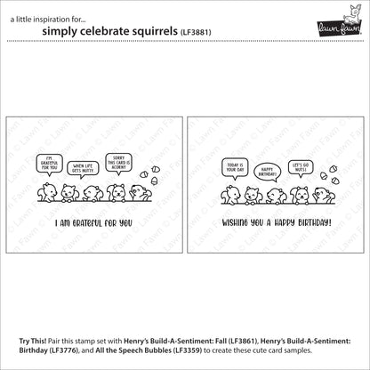 Lawn Fawn Simply Celebrate Squirrels Clear Stamp Set 3x4