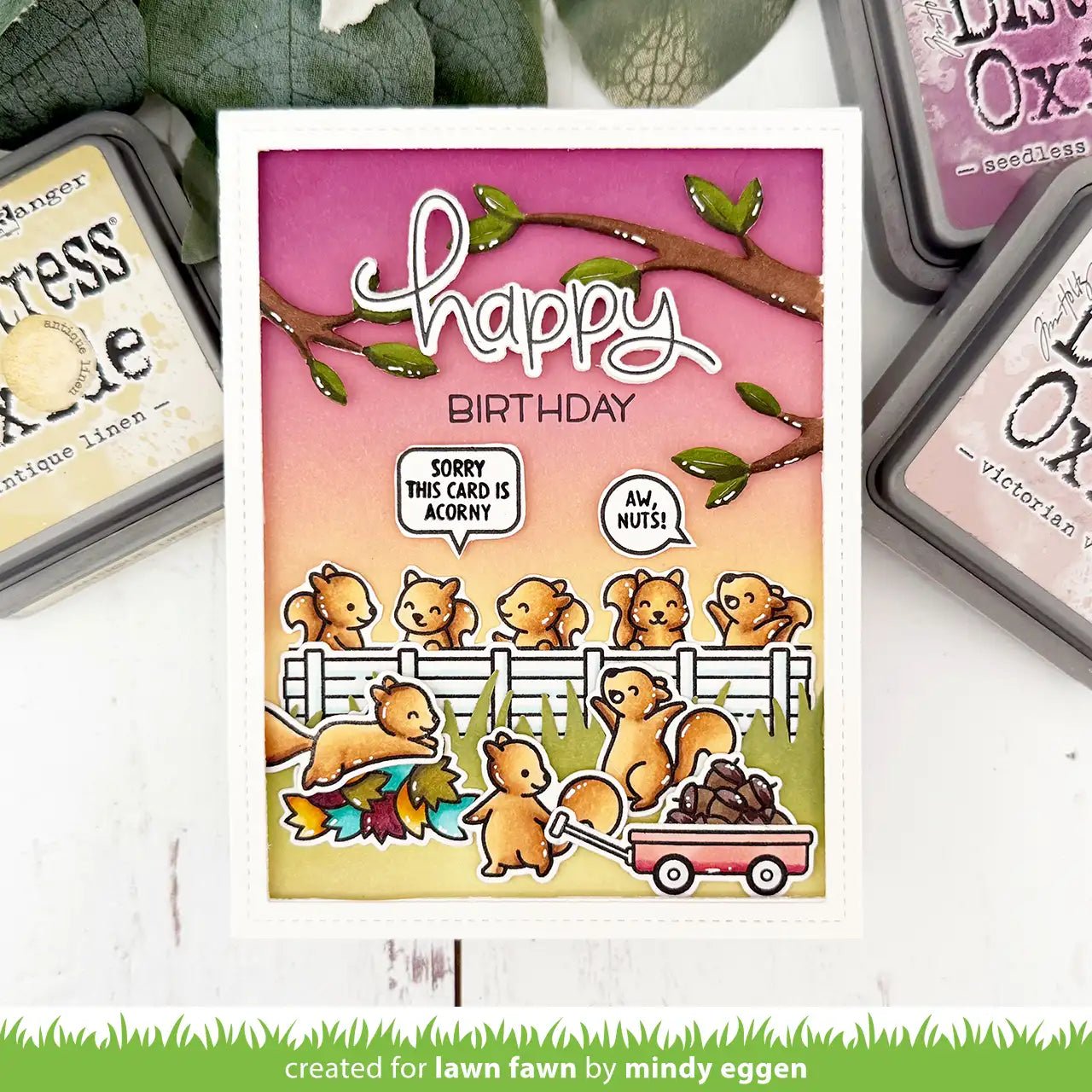 Lawn Fawn Simply Celebrate Squirrels Clear Stamp Set 3x4