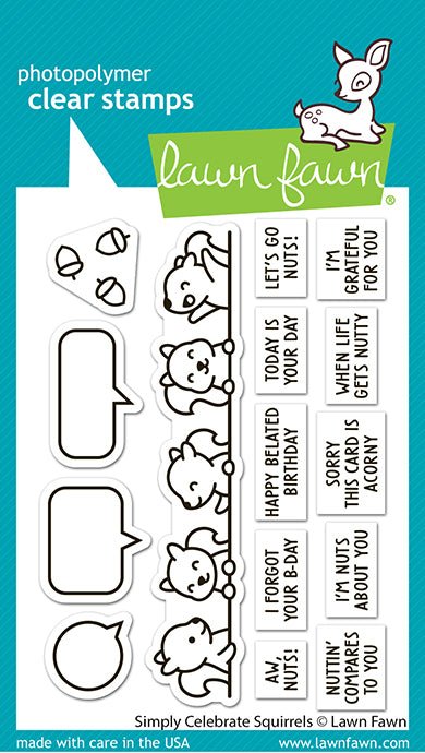 Lawn Fawn Simply Celebrate Squirrels Clear Stamp Set 3x4