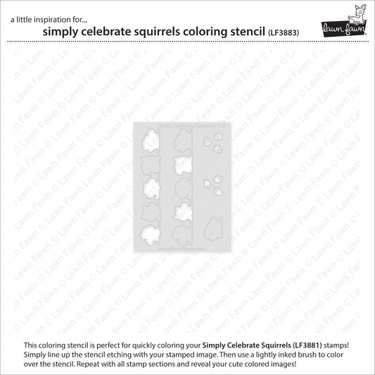 Lawn Fawn Simply Celebrate Squirrels Coloring Stencils