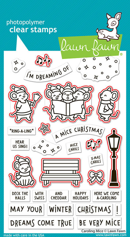 Lawn Fawn caroling mice lawn cuts