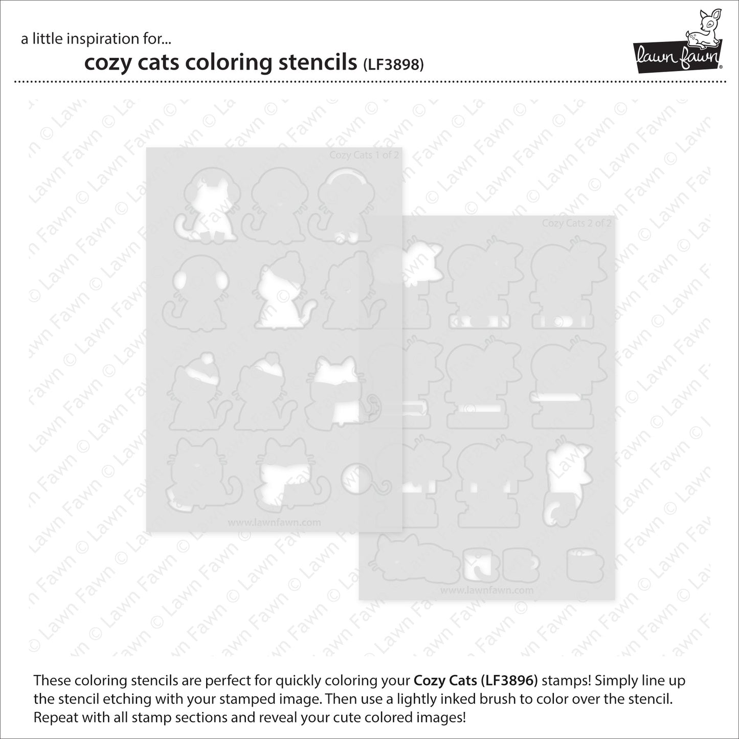 Lawn Fawn cozy cats coloring stencils