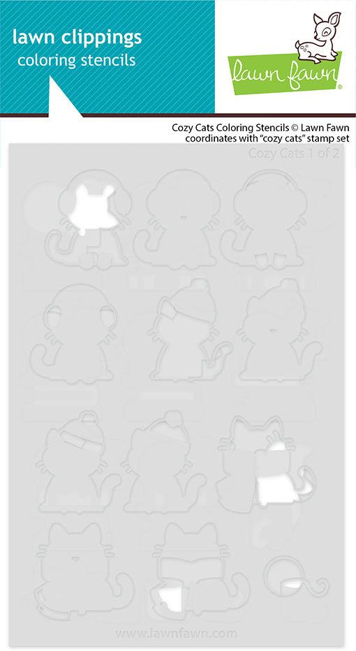 Lawn Fawn cozy cats coloring stencils