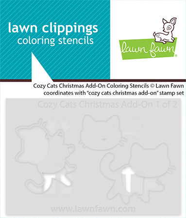Lawn Fawn cozy cats christmas add-on coloring stencils