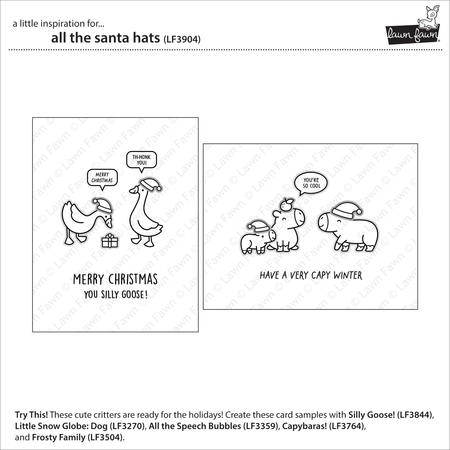 Lawn Fawn all the santa hats