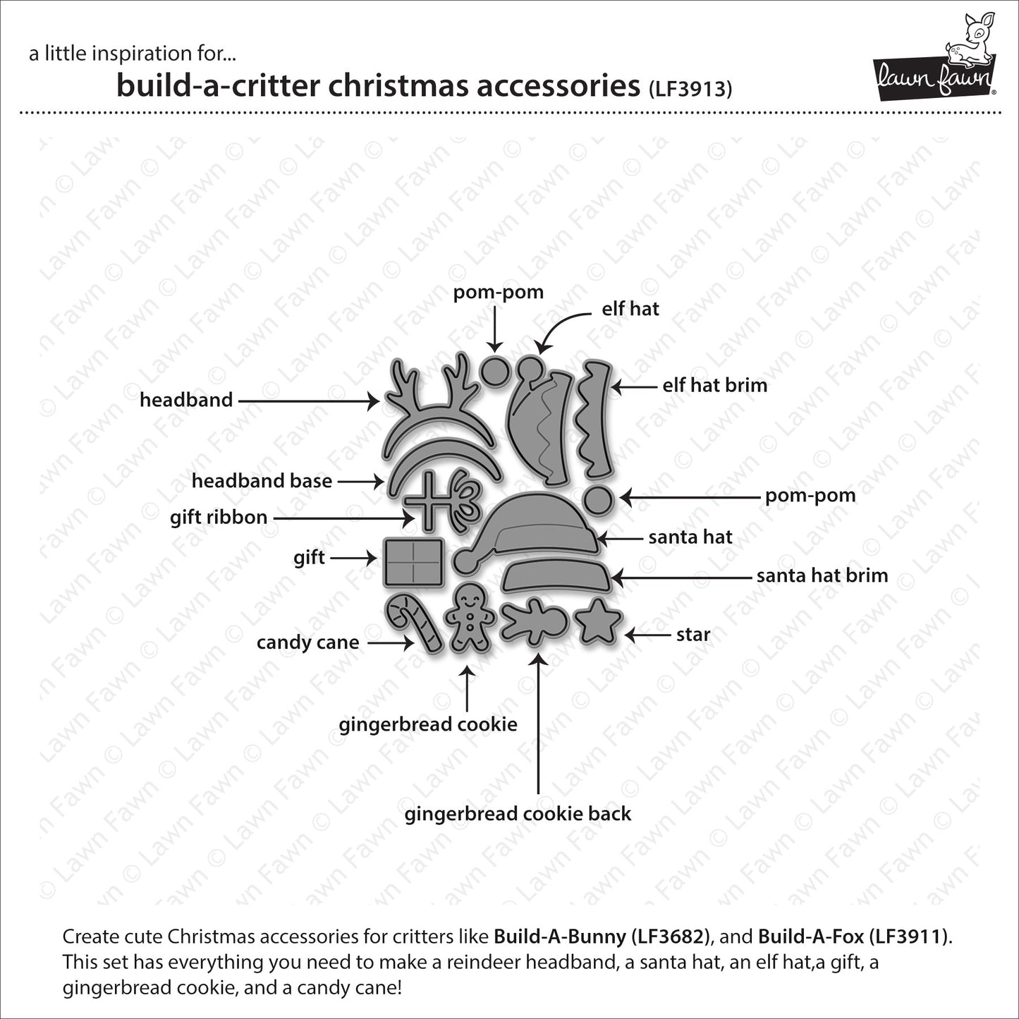 Lawn Fawn build-a-critter christmas accessories
