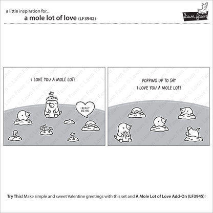 Lawn Fawn A mole lot of love Clear Stamp Set 4x6 Maulwurf & Herzen