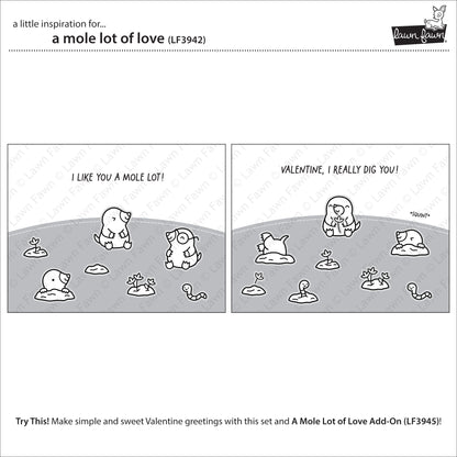 Lawn Fawn A mole lot of love Clear Stamp Set 4x6 Maulwurf & Herzen