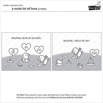 Lawn Fawn A mole lot of love Clear Stamp Set 4x6 Maulwurf & Herzen