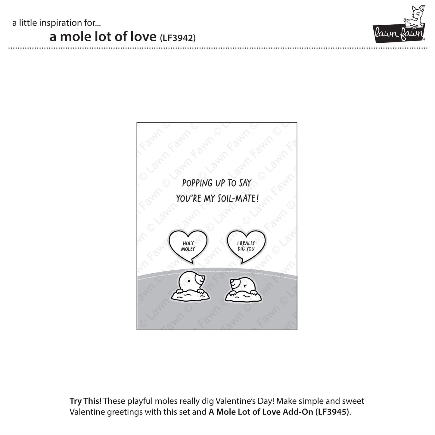 Lawn Fawn A mole lot of love Clear Stamp Set 4x6 Maulwurf & Herzen