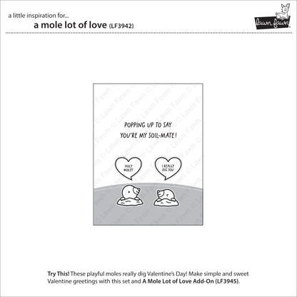 Lawn Fawn A mole lot of love Clear Stamp Set 4x6 Maulwurf & Herzen