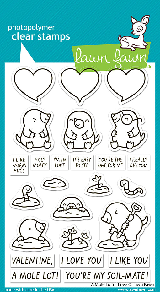 Lawn Fawn A mole lot of love Clear Stamp Set 4x6 Maulwurf & Herzen