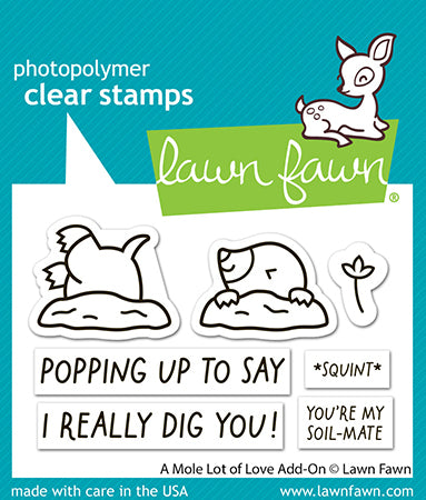 Lawn Fawn A mole lot of love add-on Clear Stamp Set 2x3 Maulwurf & Herzen