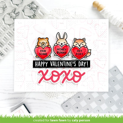 Lawn Fawn Critter conversation hearts Clear Stamp Set 4x6 Tierchen mit Herztafel