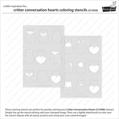 Lawn Fawn Critter conversation hearts coloring stencils Ausmalschablonen