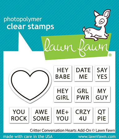 Lawn Fawn Critter conversation hearts add-on Clear Stamp Set 2x3 Tierchen mit Herztafel
