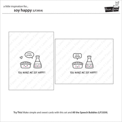 Lawn Fawn Soy happy Clear Stamp Set 2x3 Sushi & Sojasauce