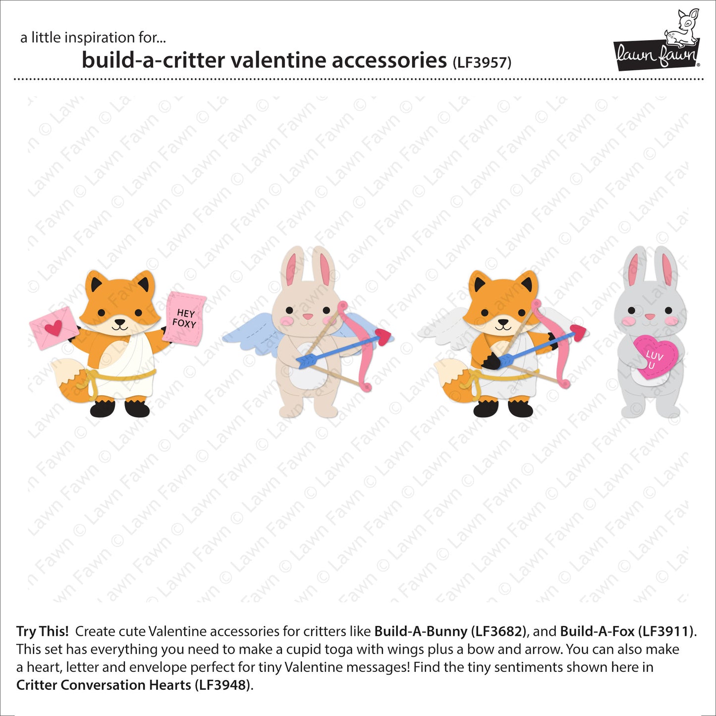 Lawn Fawn Build-a-critter valentine accessories Tierchen Extras zum Valentinstag Stand alone Stanzen