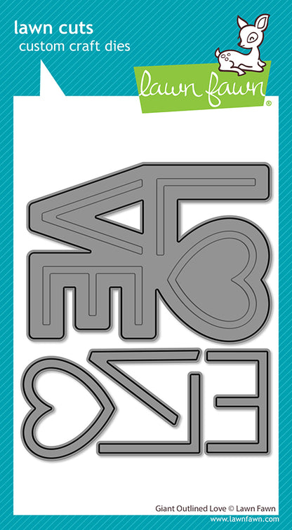 Lawn Fawn Giant outlined love Grosser Love Schriftzug Stand alone Stanzen