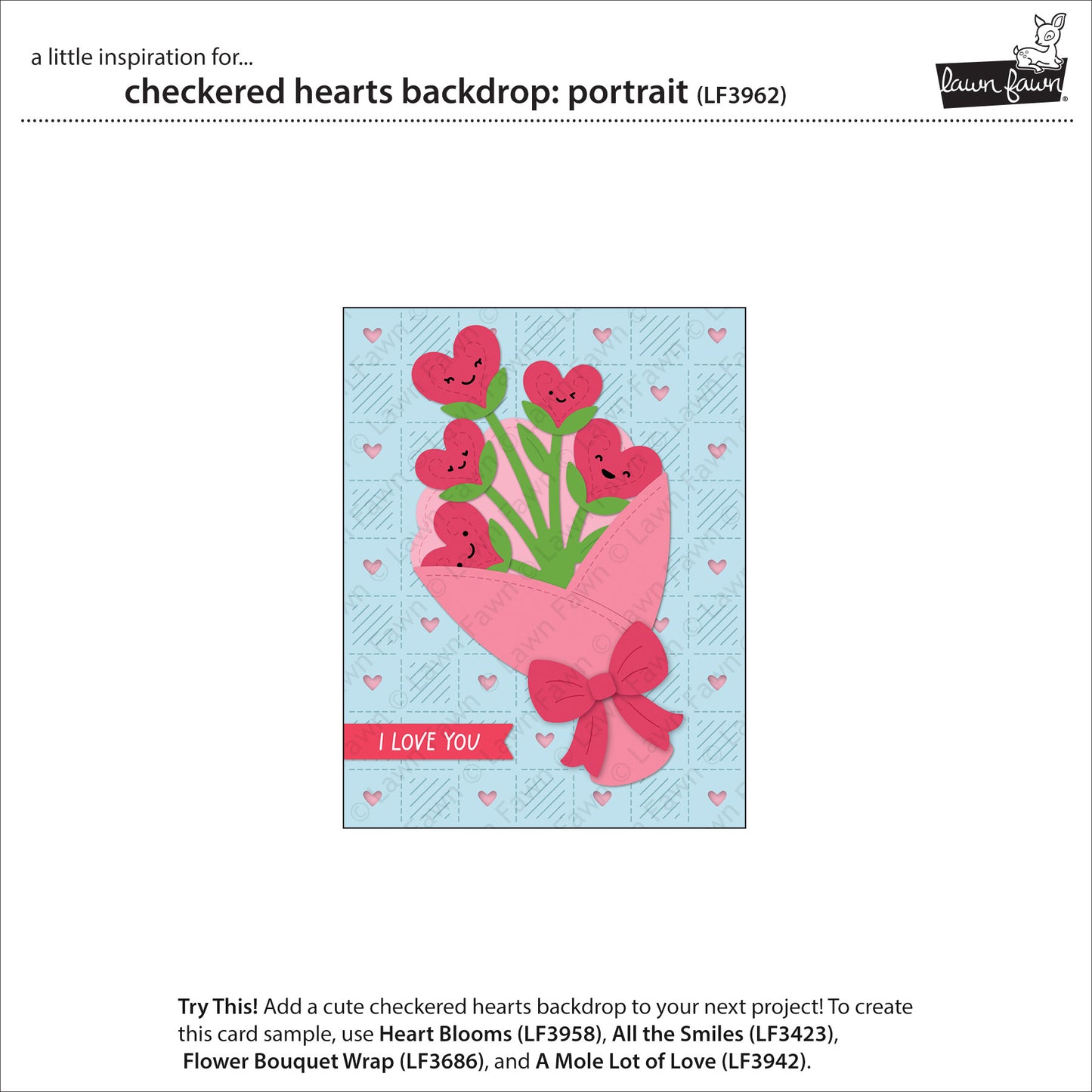 Lawn Fawn Checkered hearts backdrop: portrait Karierter Herz Hintergrund Stand alone Stanzen
