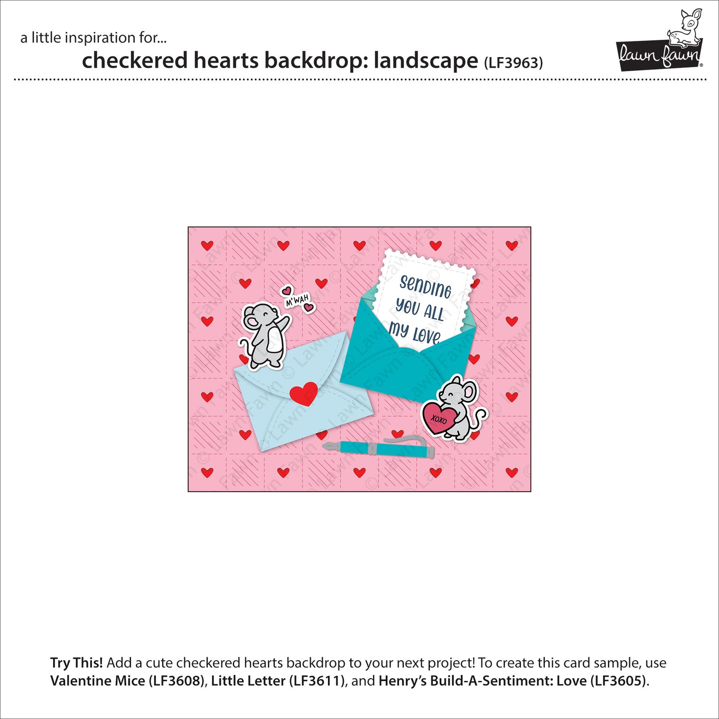 Lawn Fawn Checkered hearts backdrop: landscape Karierter Herz Hintergrund Stand alone Stanzen