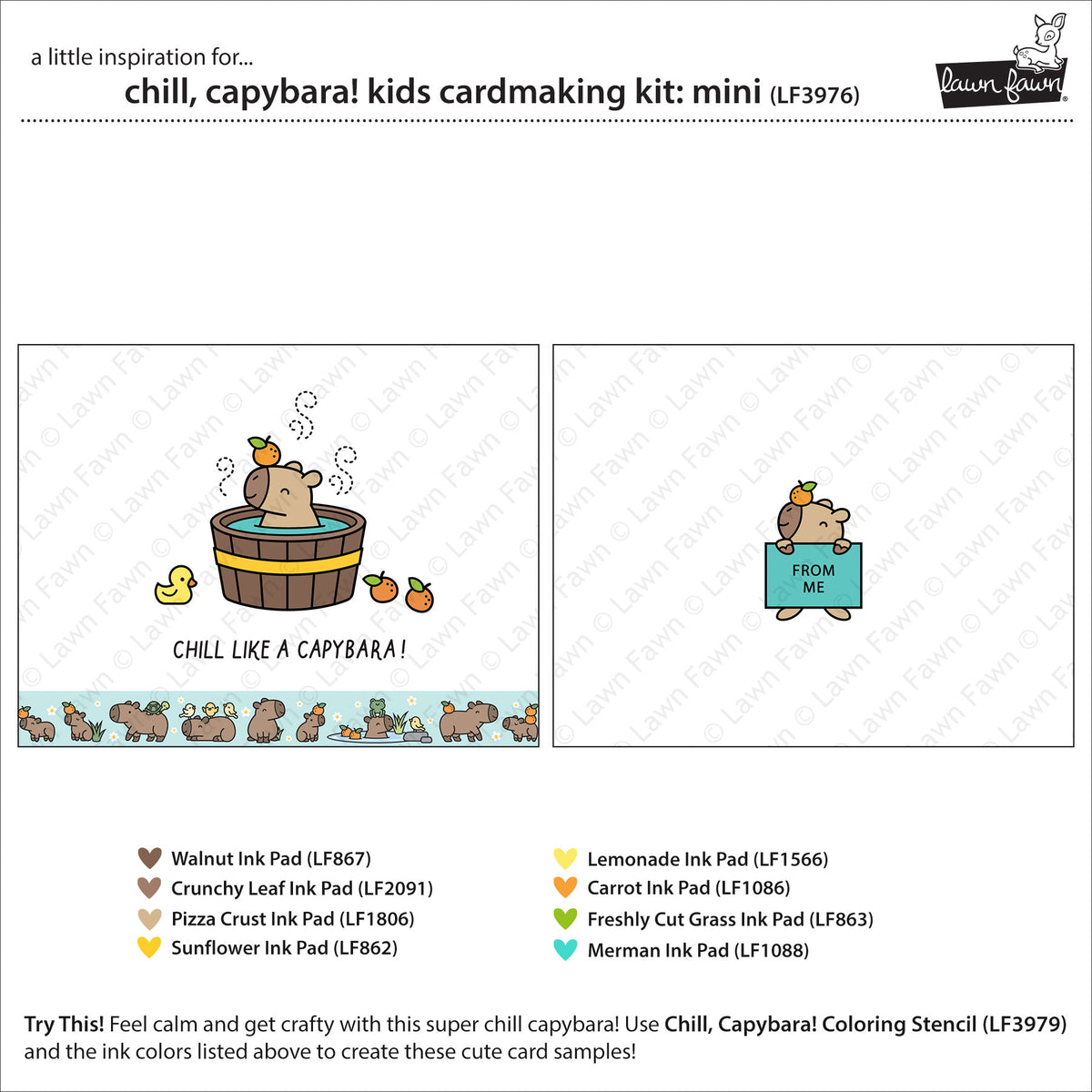 Lawn Fawn chill, capybara! kids cardmaking kit: mini Kartenbastelset Produktbild 2