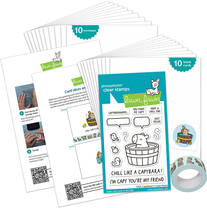 Lawn Fawn chill, capybara! kids cardmaking kit: mini Kartenbastelset