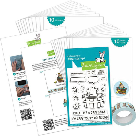 Lawn Fawn chill, capybara! kids cardmaking kit: mini Kartenbastelset