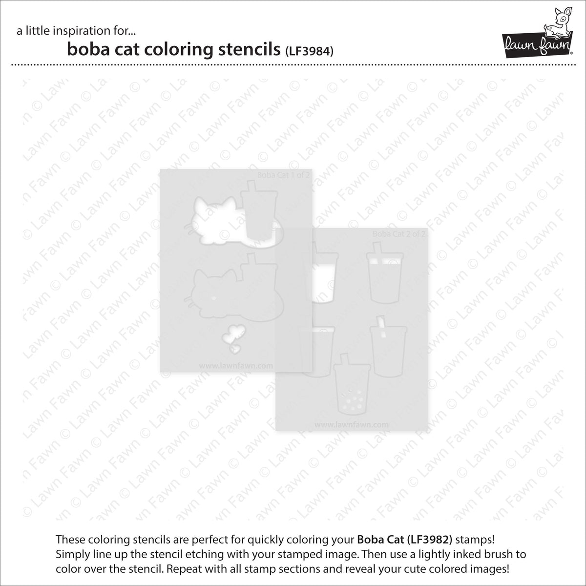 Lawn Fawn boba cat Coloring Schablone Produktbild 2