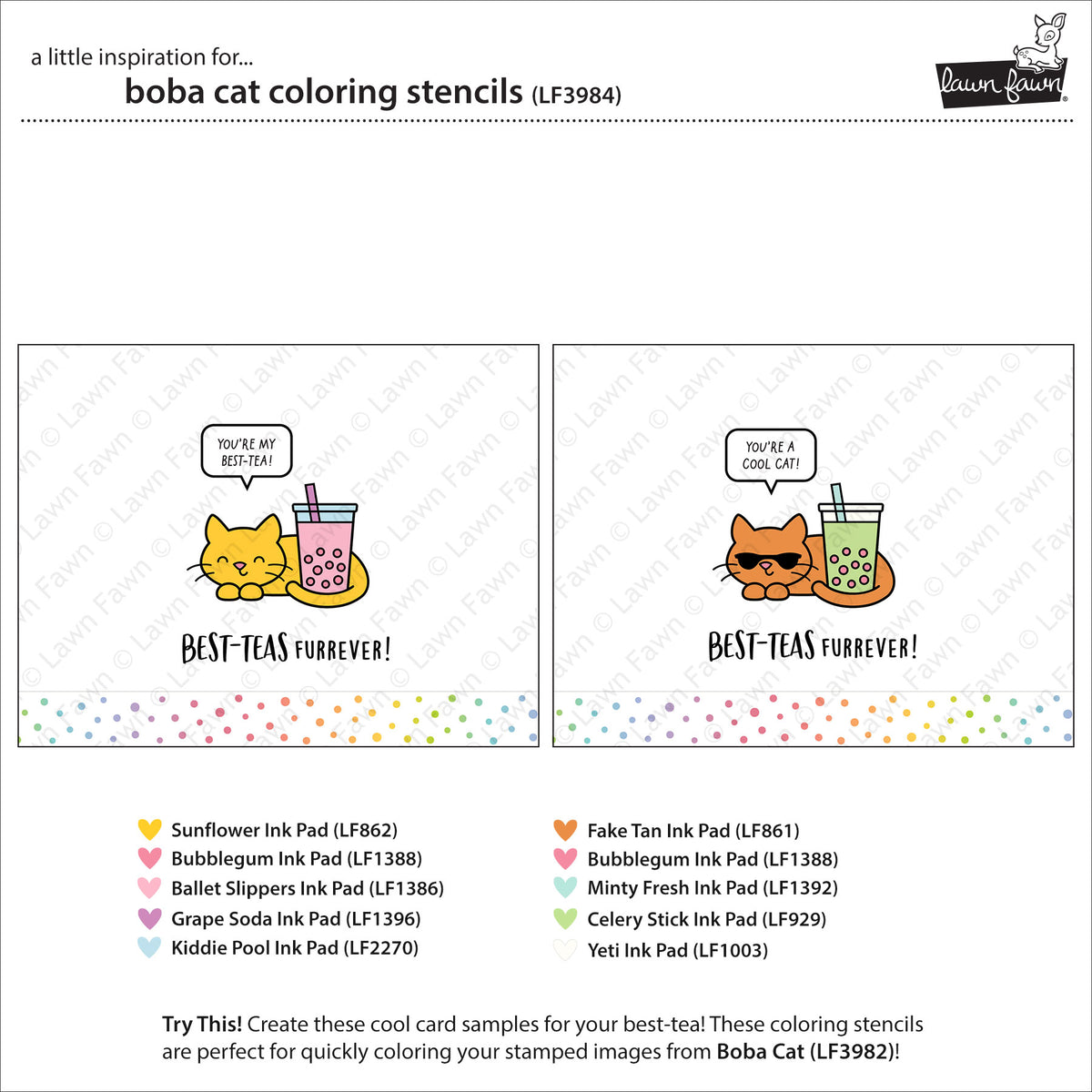 Lawn Fawn boba cat Coloring Schablone Produktbild 3