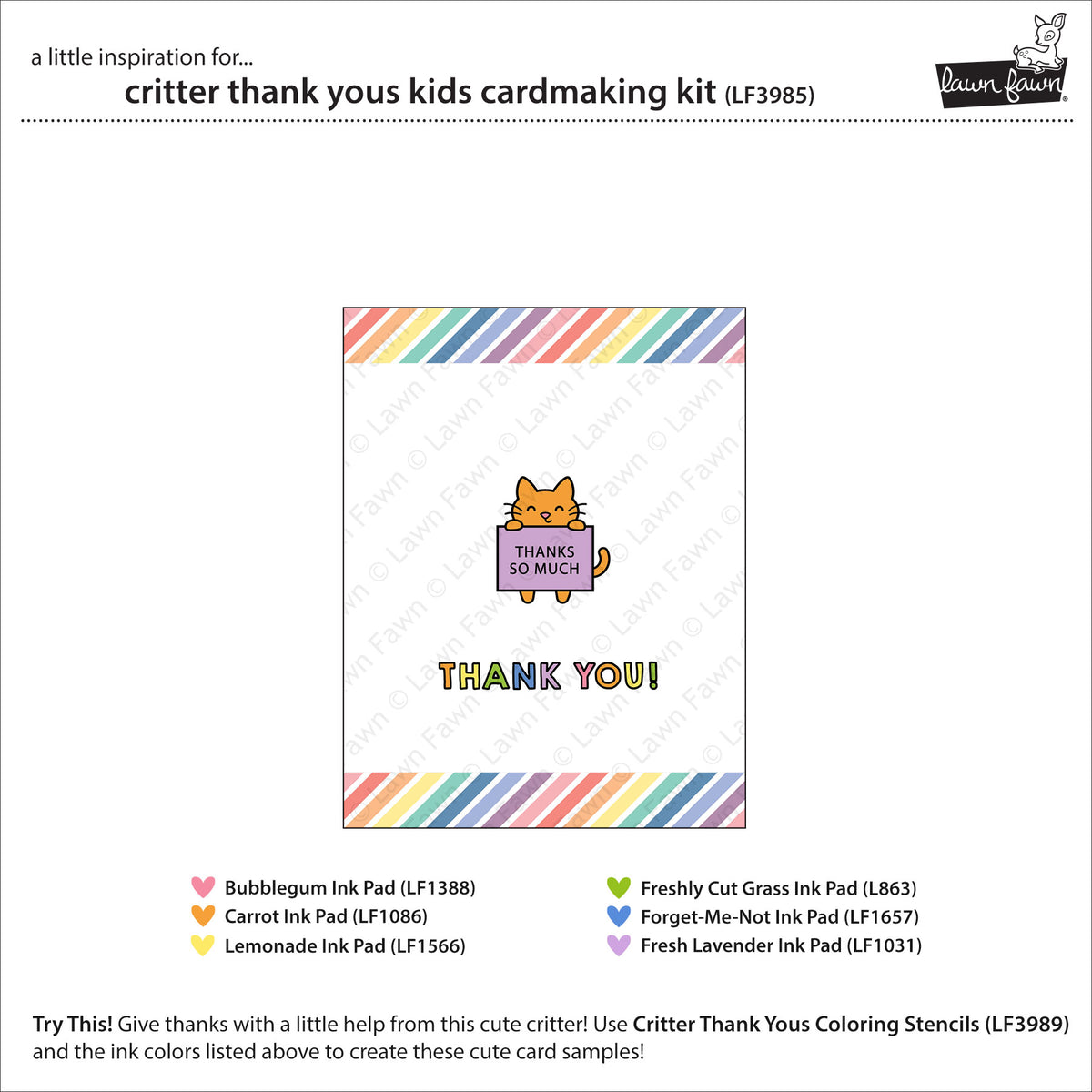 Lawn Fawn critter thank yous kids cardmaking kit Kartenbastelset Produktbild 3