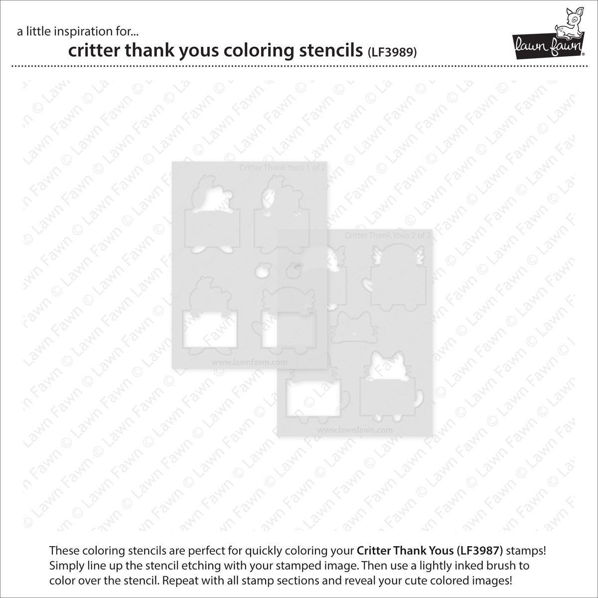 Lawn Fawn critter thank yous Coloring Schablone Produktbild 2