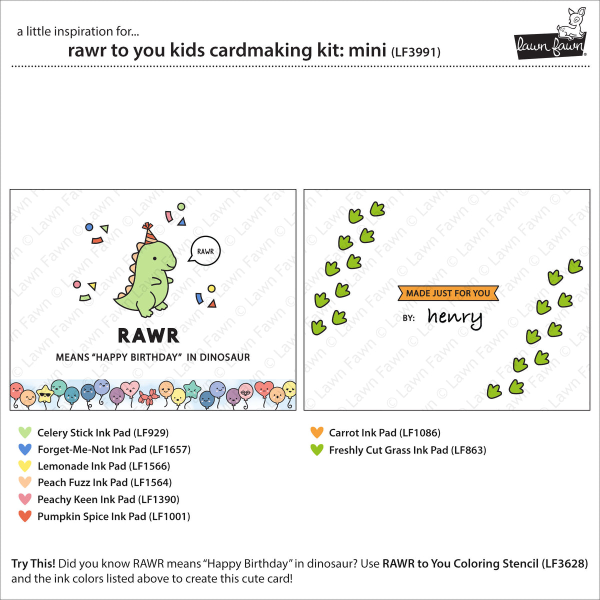 Lawn Fawn rawr to you kids cardmaking kit: mini Kartenbastelset Produktbild 4