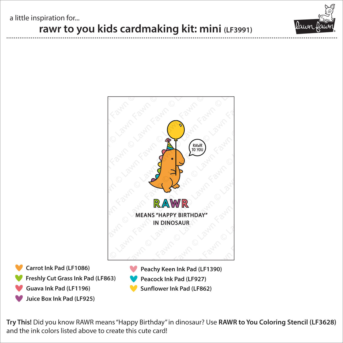 Lawn Fawn rawr to you kids cardmaking kit: mini Kartenbastelset Produktbild 2