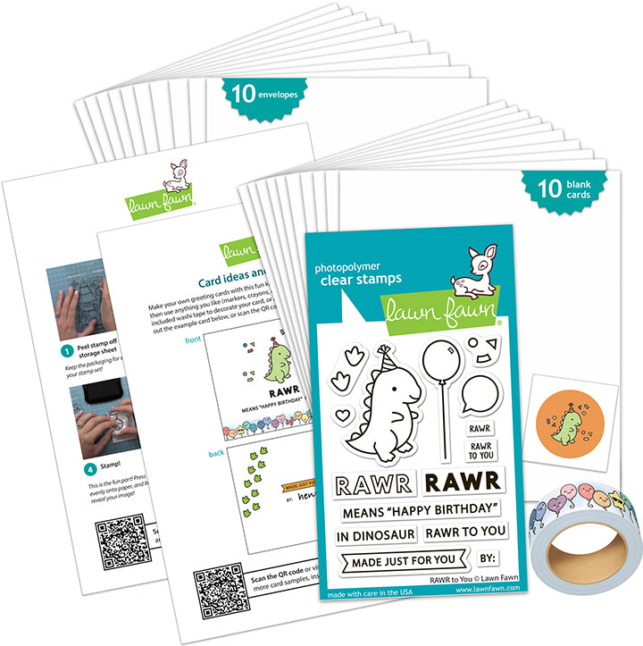 Lawn Fawn rawr to you kids cardmaking kit: mini Kartenbastelset