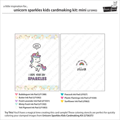 Lawn Fawn unicorn sparkles kids cardmaking kit: mini Kartenbastelset Produktbild 3