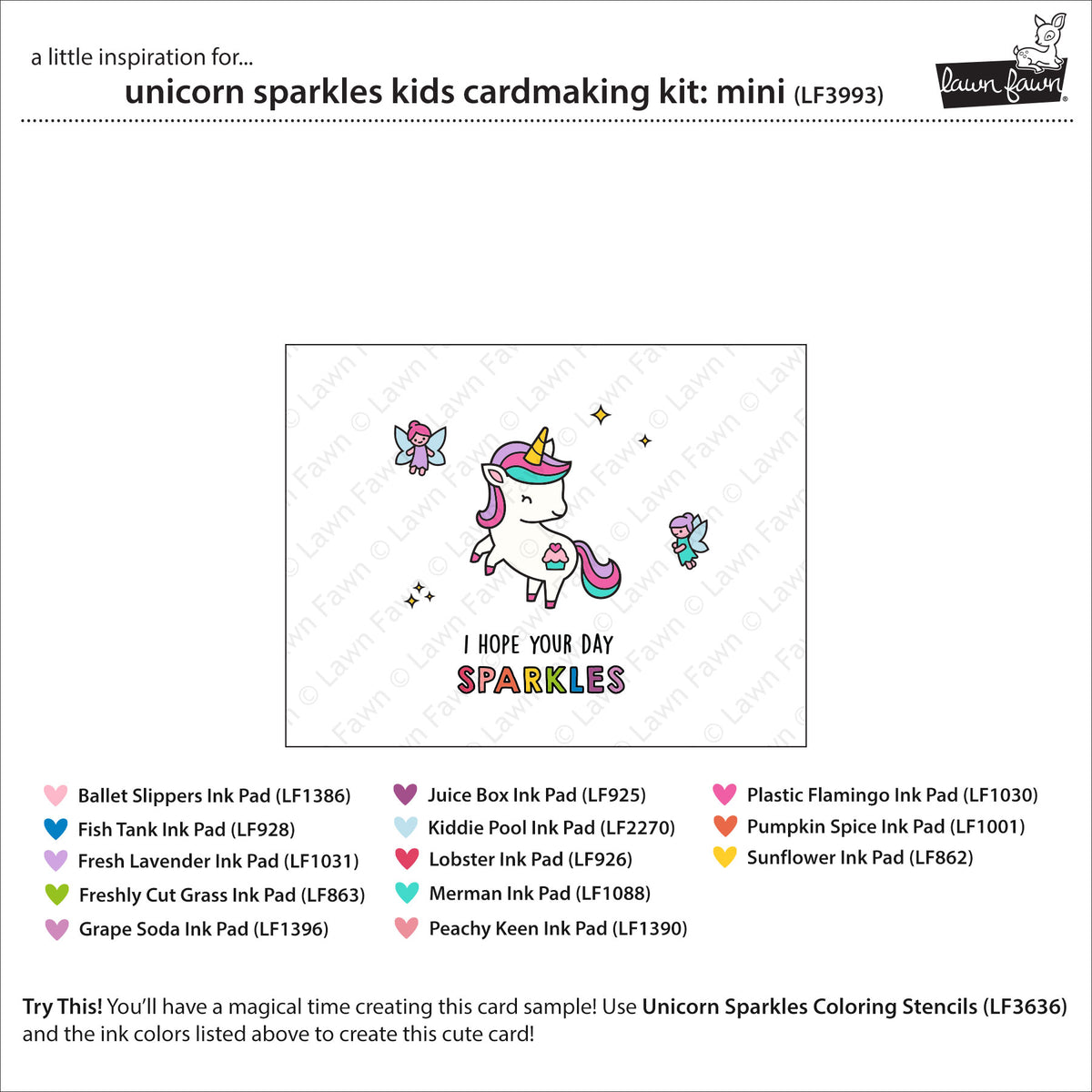 Lawn Fawn unicorn sparkles kids cardmaking kit: mini Kartenbastelset Produktbild 2