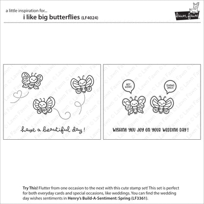 Lawn Fawn I Like Big Butterflies 4x6 Clear Stamp Set